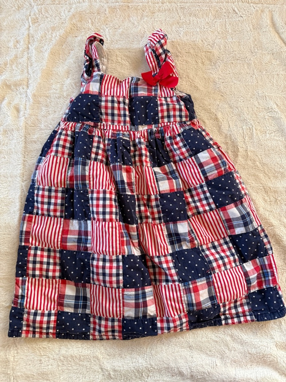 Gymboree Festive Red, White & Blue Patchwork Sundress 5T